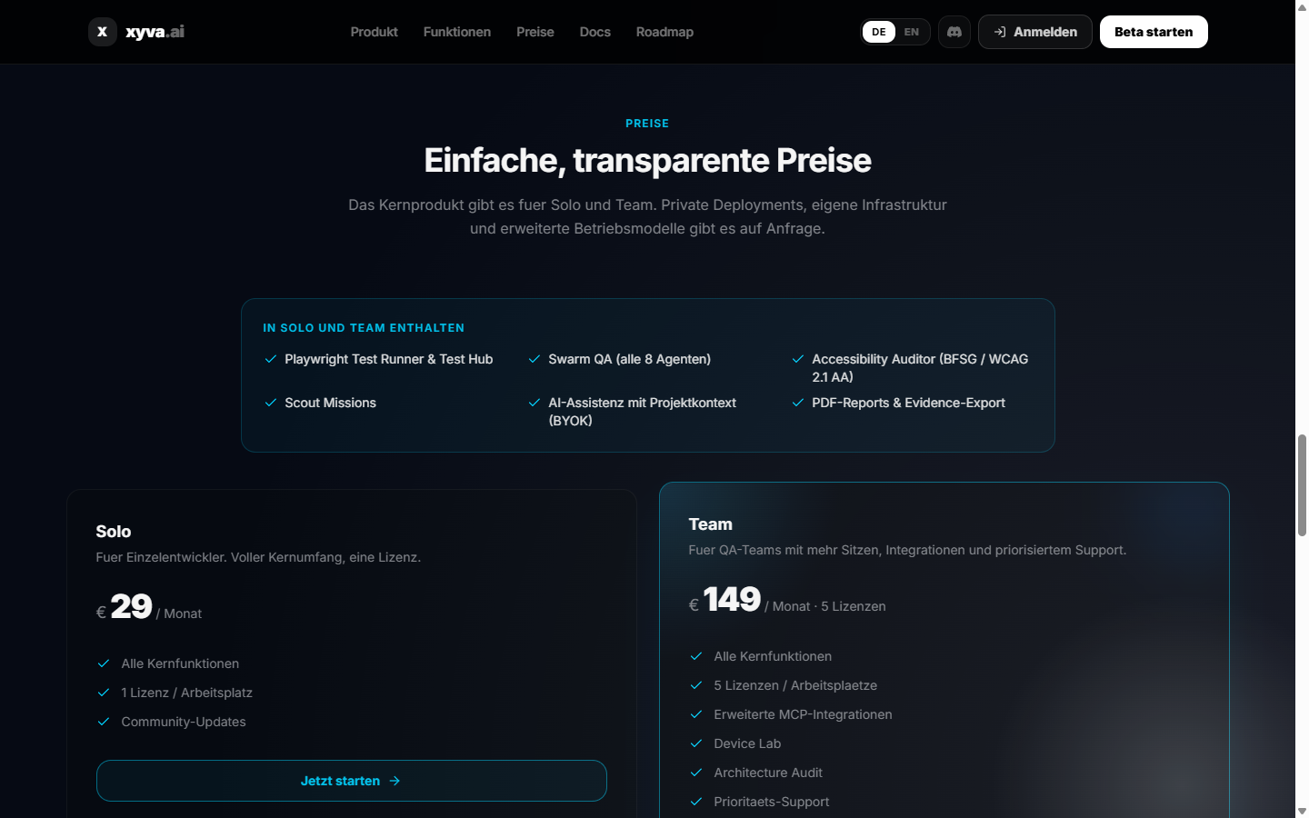 xyva.ai pricing plans